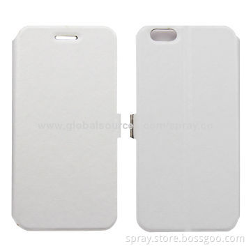 White Stand Folio Leather Cases for iPhone, Interior TPU/PC Holder with Magnetic Closure